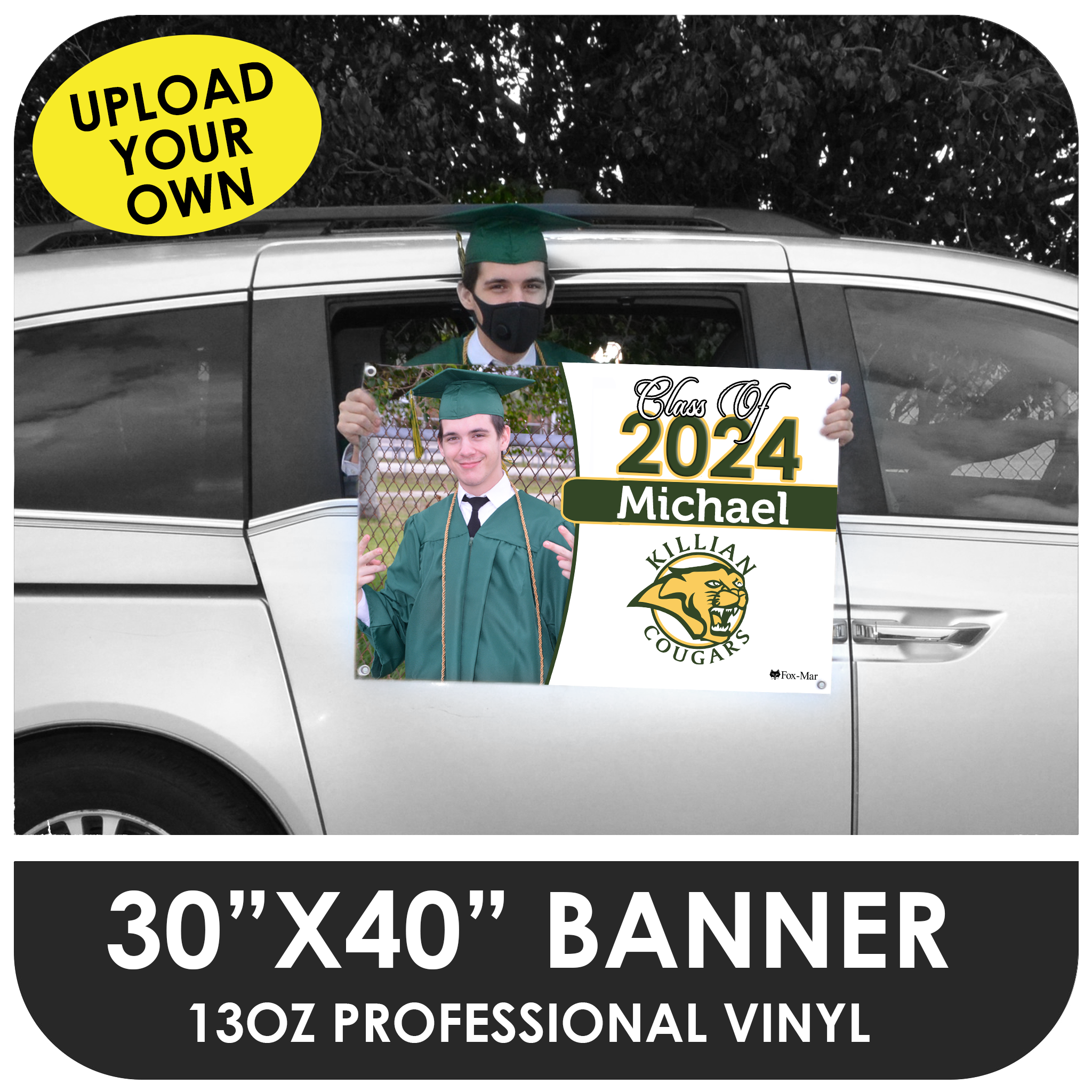 Upload Your Own Image - Car Banner for Graduation Parades